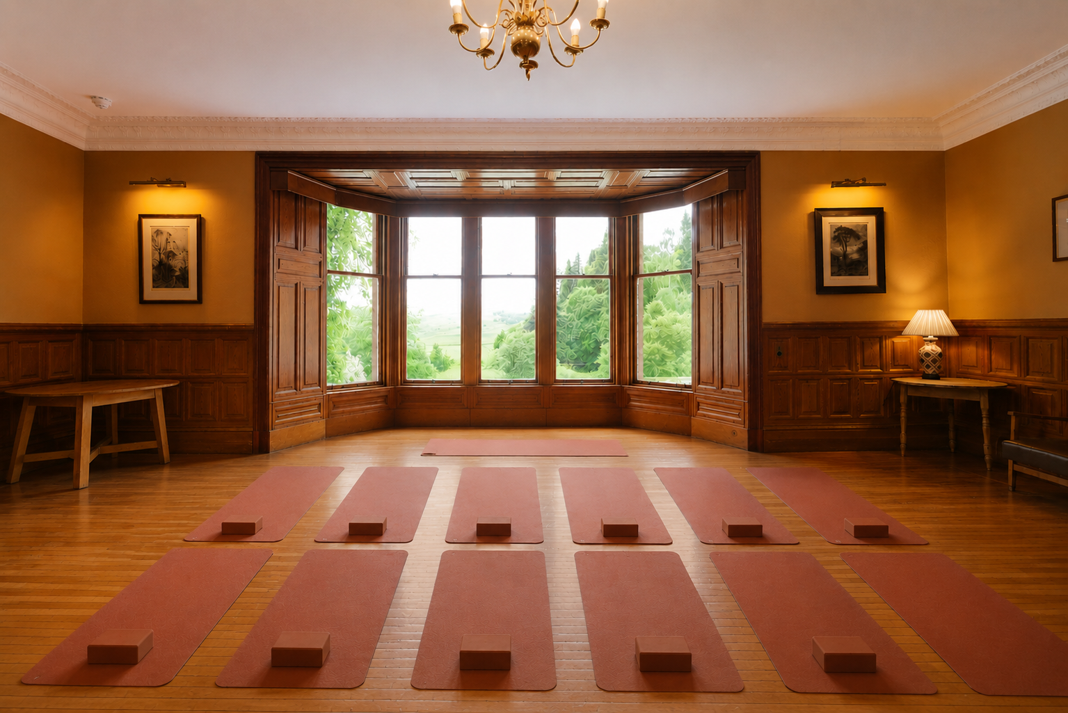 Yoga room at Perthshire Retreat in Perthshire, Scottish Highlands